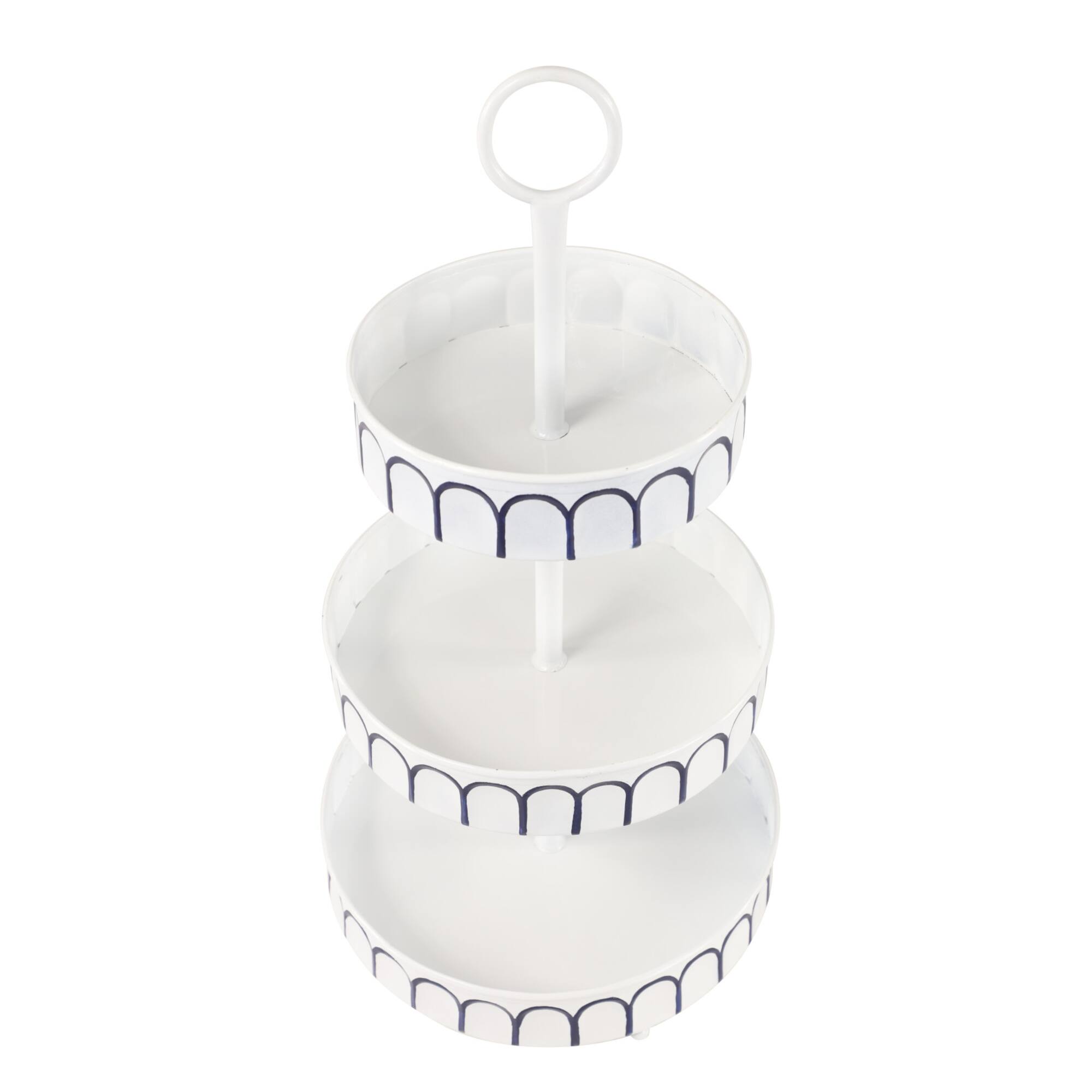 White Iron Farmhouse 3 Tier Tray Cupcake Stand